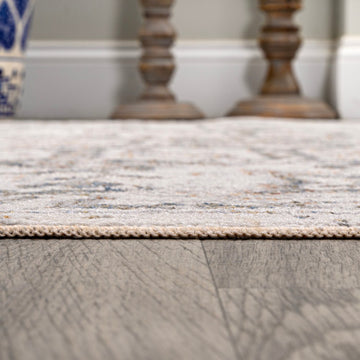 Edith Distressed Medallion Low-Pile Machine-Washable Area Rug